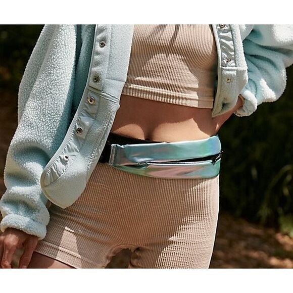 Free People Movement TPCF-713 Women's OS Hawaiian Blue Slim Fold Runner Belt Bag - Picture 6 of 6